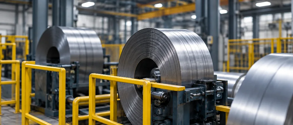 Coil di acciaio in un reparto produttivo.